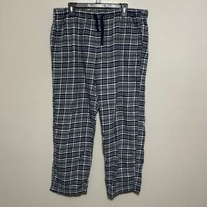 Gap Mens Pajama Pants XL Navy Blue Plaid Flannel Drawstring Loungewear Pockets